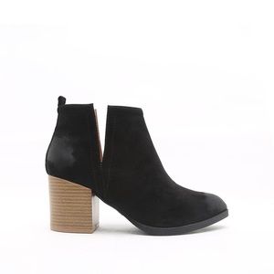 Qupid Black Stacked Bootie